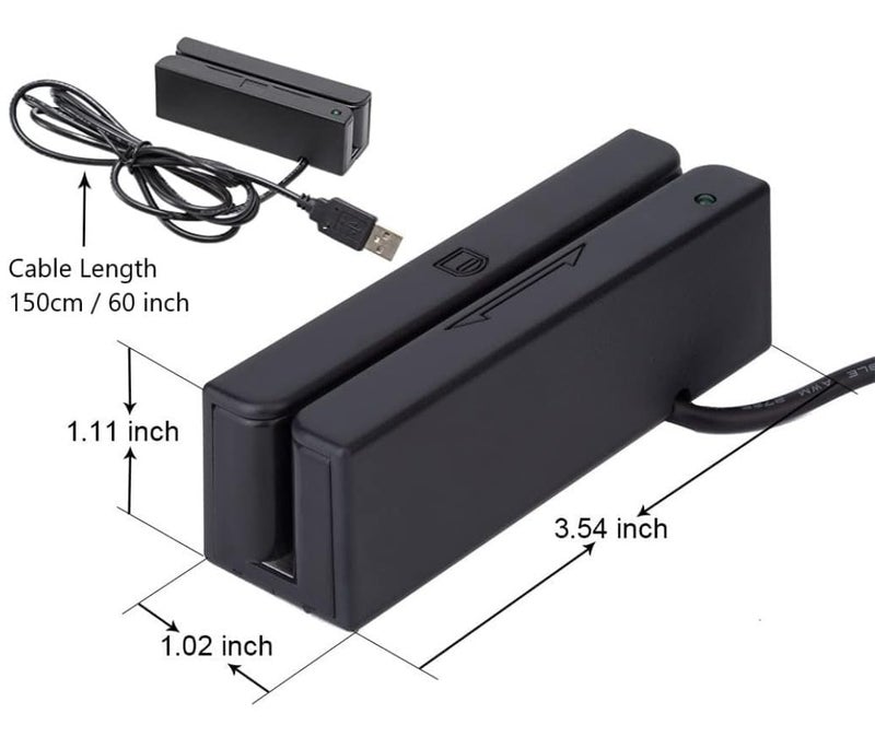 Posunitech Mini Msr100 Swipe Magnetic Credit Card Reader 3 Tracks Hi/Lo Data Collector, USB Msr Stripe Card Reader for Point of Sale (POS), Access Control, ID Verify - Image 1